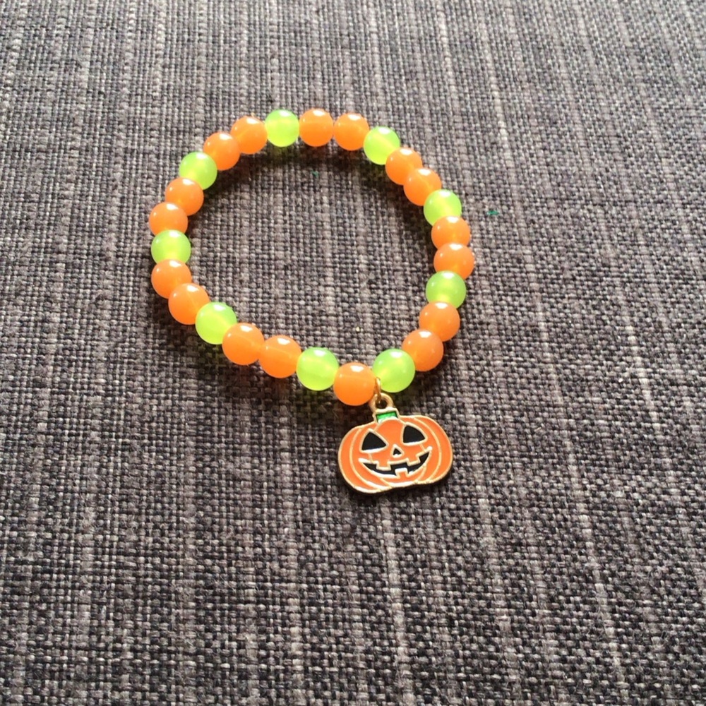 Festive Halloween Pumpkin Bracelet - Orange and Green